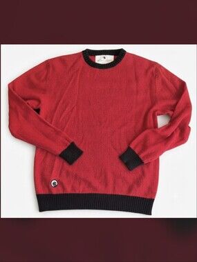 Southern Proper Red & Black Lambswool Sweater Medium Classic Preppy Cozy Knit